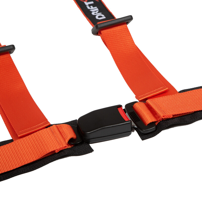 DriftShop 4 Point Harness 2" - Orange - Road Approved